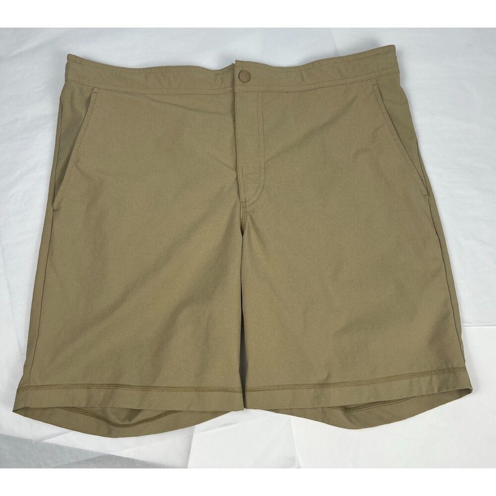Cremieux Performance Soho Men's Shorts 36 Khaki Tan Stretch Chino Flat Front EUC